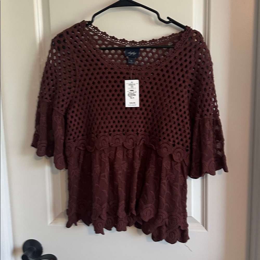 Buckle Russet Crochet Top